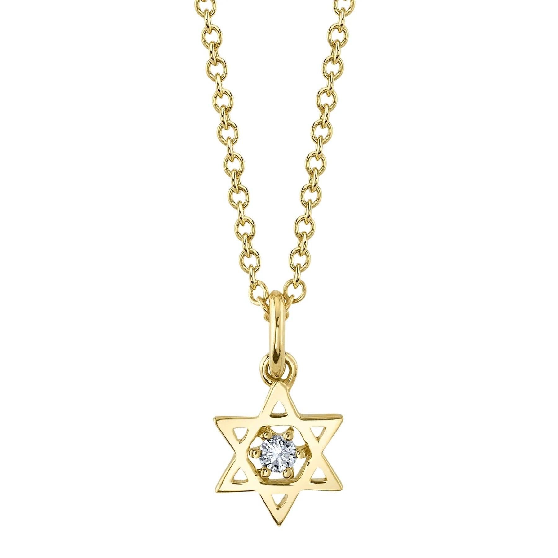 0.03ct Round Brilliant Cut Diamond Star of David Pendant For Sale