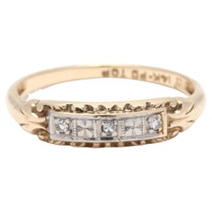 0.03ctw Vintage Diamond Wedding Band, 14K Yellow Gold, Ring Size 4.25, Stackable 