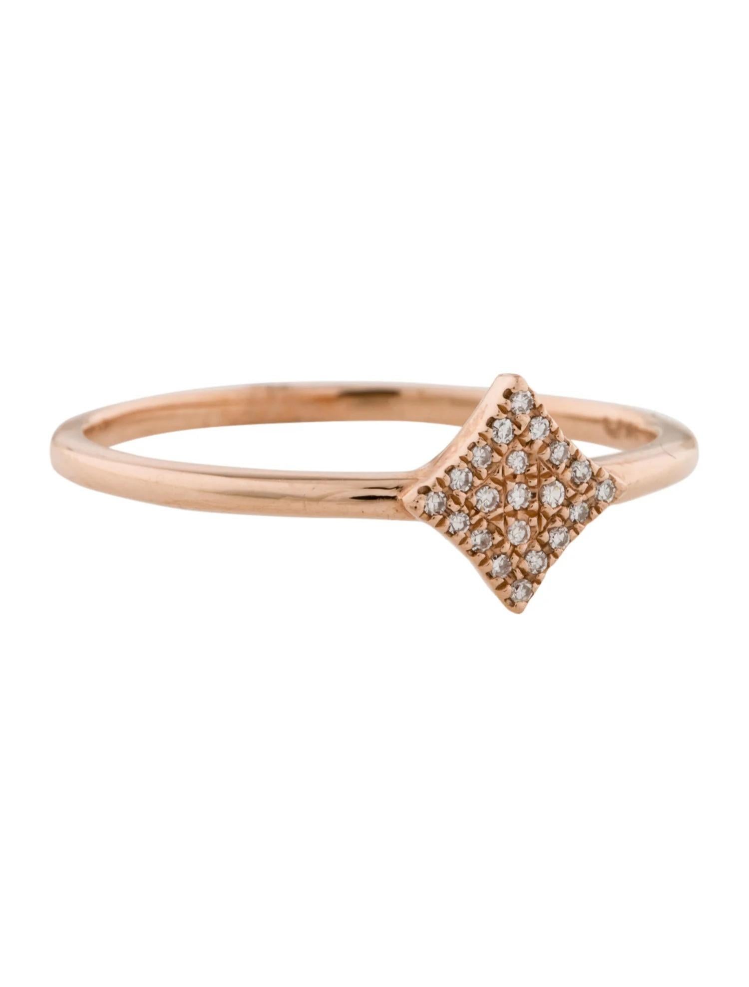 Taille ronde Bague à la mode en or rose avec étoile en grappe de diamants de 0.04 carat en vente