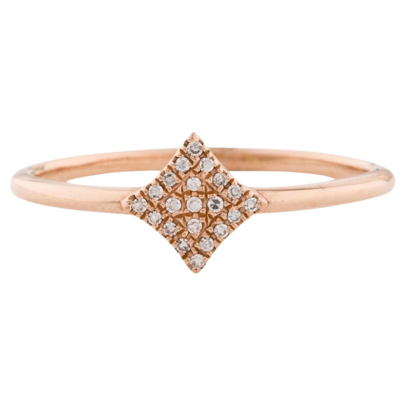Bague à la mode en or rose avec étoile en grappe de diamants de 0.04 carat en vente