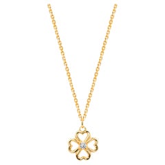 0.04ct Diamond Clover Necklace in 14k Gold
