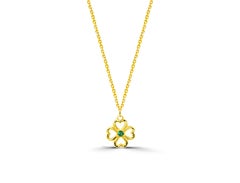 0.04 Ct Emerald, Ruby and Sapphire Clover Necklace in 14K Gold