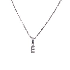 0.04ct Diamond Initial Pendant Letter "E" on 16" Chain in 14ct White Gold