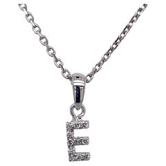 0.04ct Diamond Initial Pendant Letter "E" on 16" Chain in 14ct White Gold