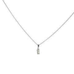 Colgante con la letra «E» y un diamante de 0,04 ct, con una cadena de 18" de oro blanco de 14 ct