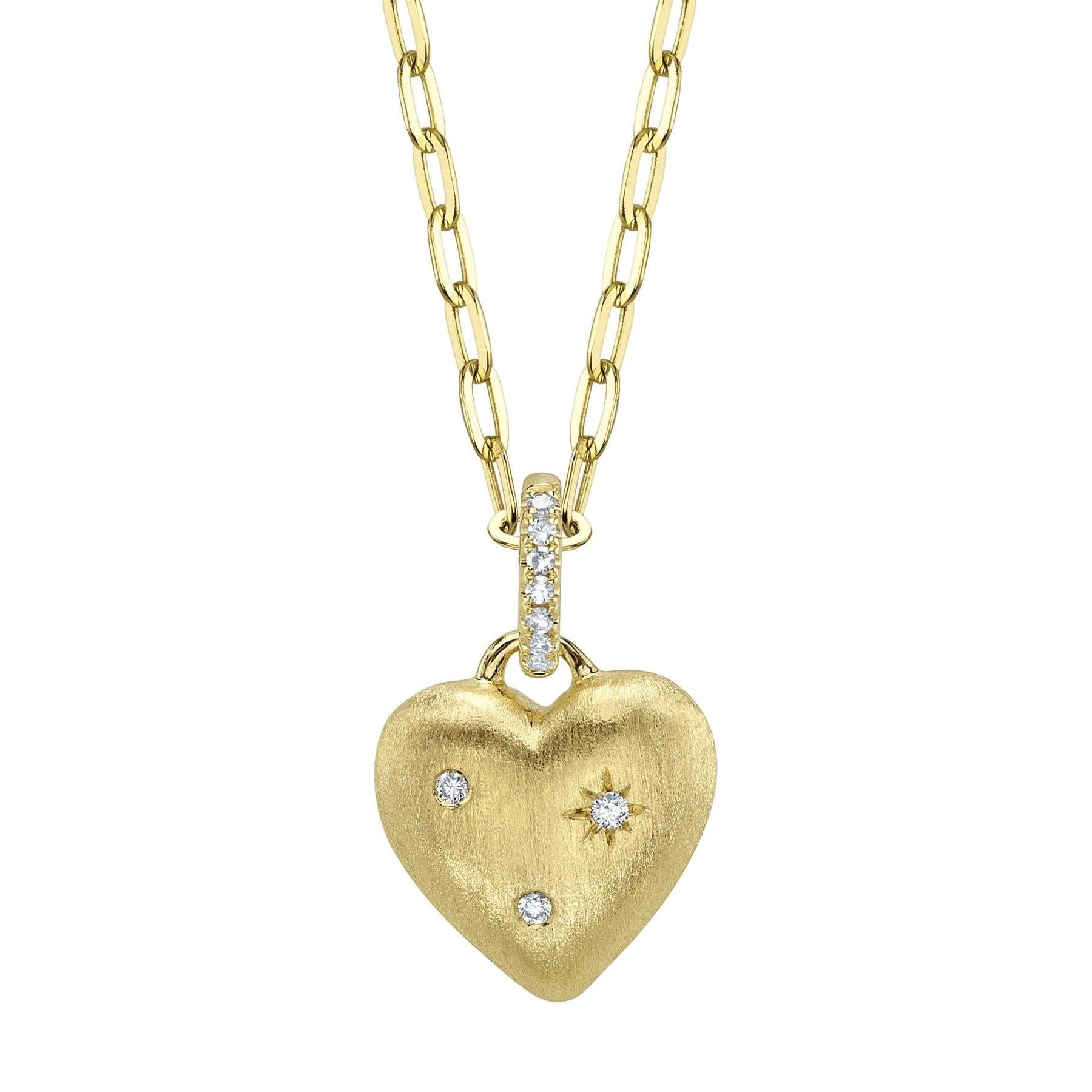 0.04ct Round Brilliant Cut Diamond Heart Charm Necklace