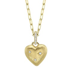0.04ct Round Brilliant Cut Diamond Heart Charm Necklace