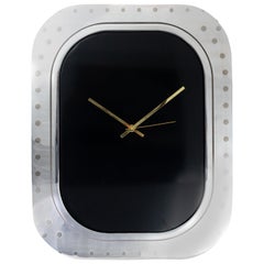 #005-Boeing 747 Window Clock, Polished Aluminium and Black Face and No Numbers