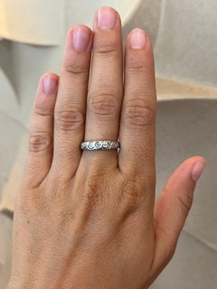 0.05 Carat Diamond Floral Pattern Platinum Solitaire Wedding Band Ring