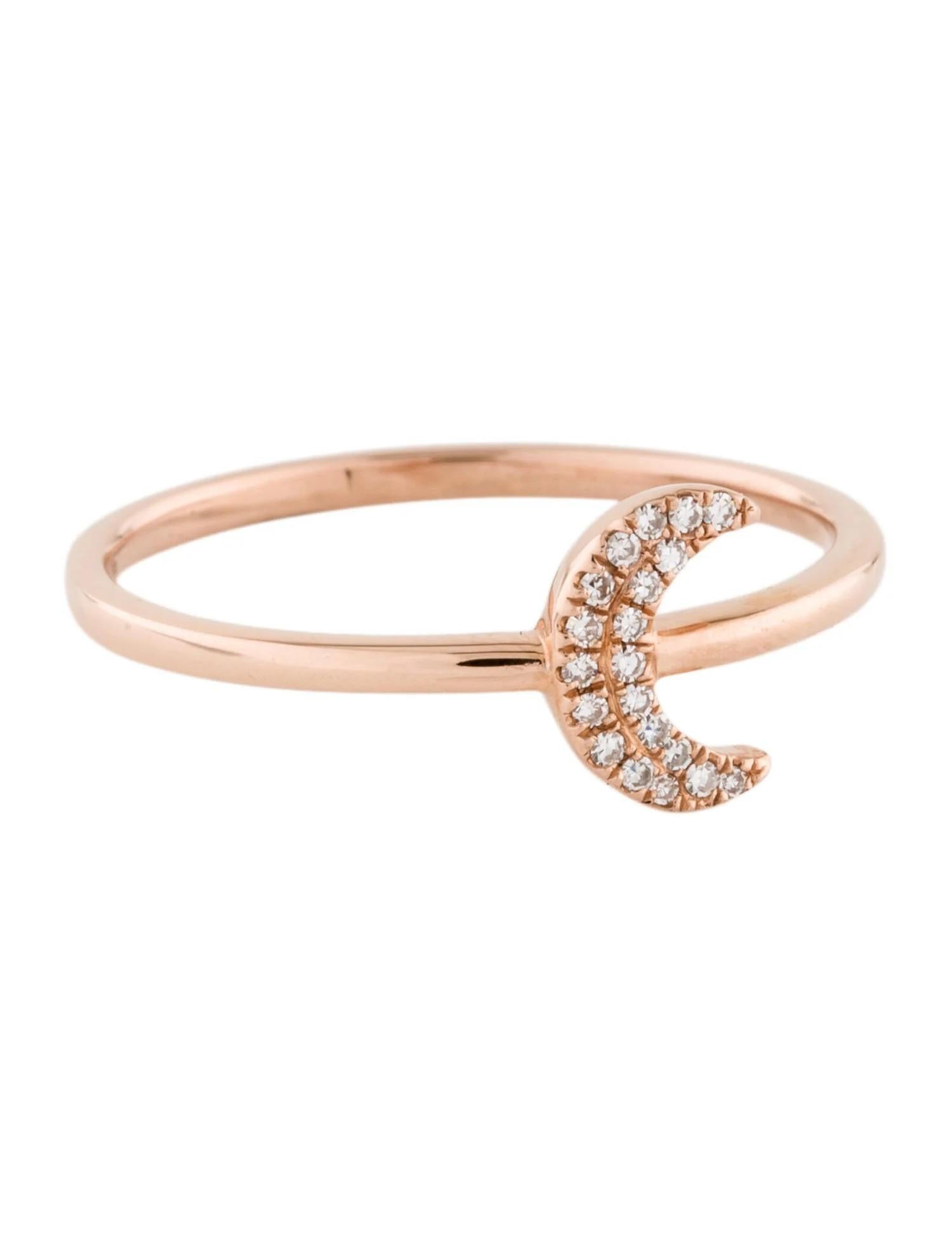 Round Cut 0.05 Carat Diamond Moon Cluster Rose Gold Fashion Ring For Sale