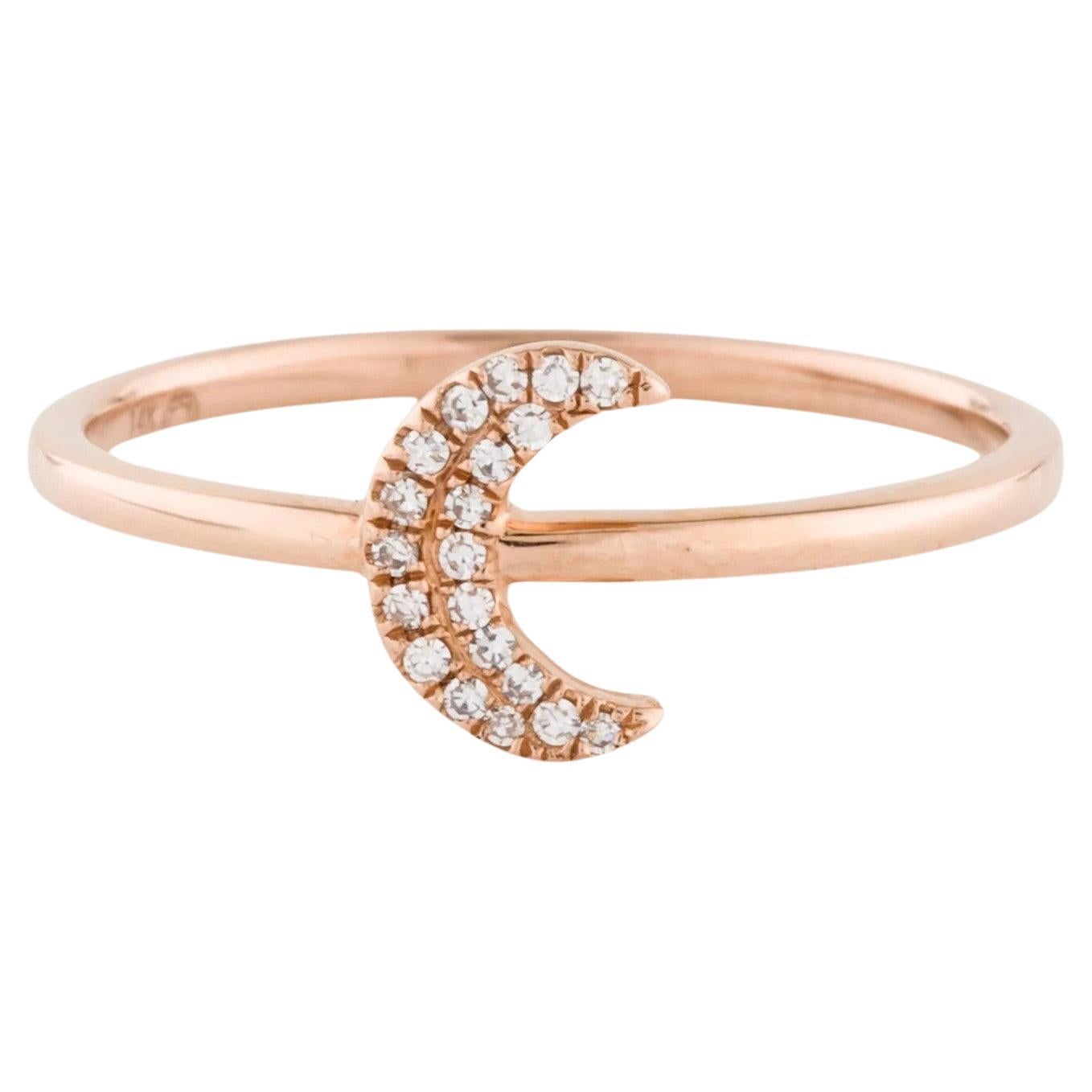 0.05 Carat Diamond Moon Cluster Rose Gold Fashion Ring For Sale