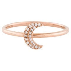 Bague mode en or rose avec grappe de diamants en forme de lune de 0,05 carat