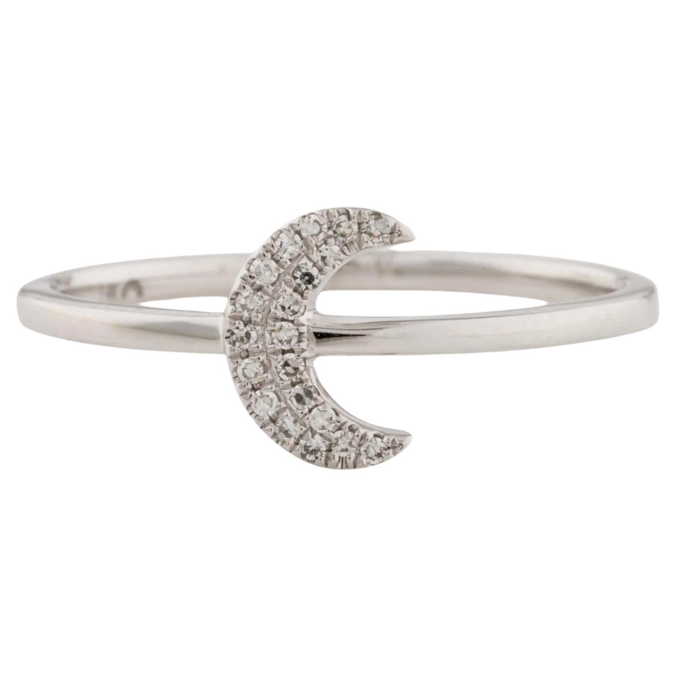 Bague mode en or blanc avec grappe de diamants en forme de lune de 0,05 carat