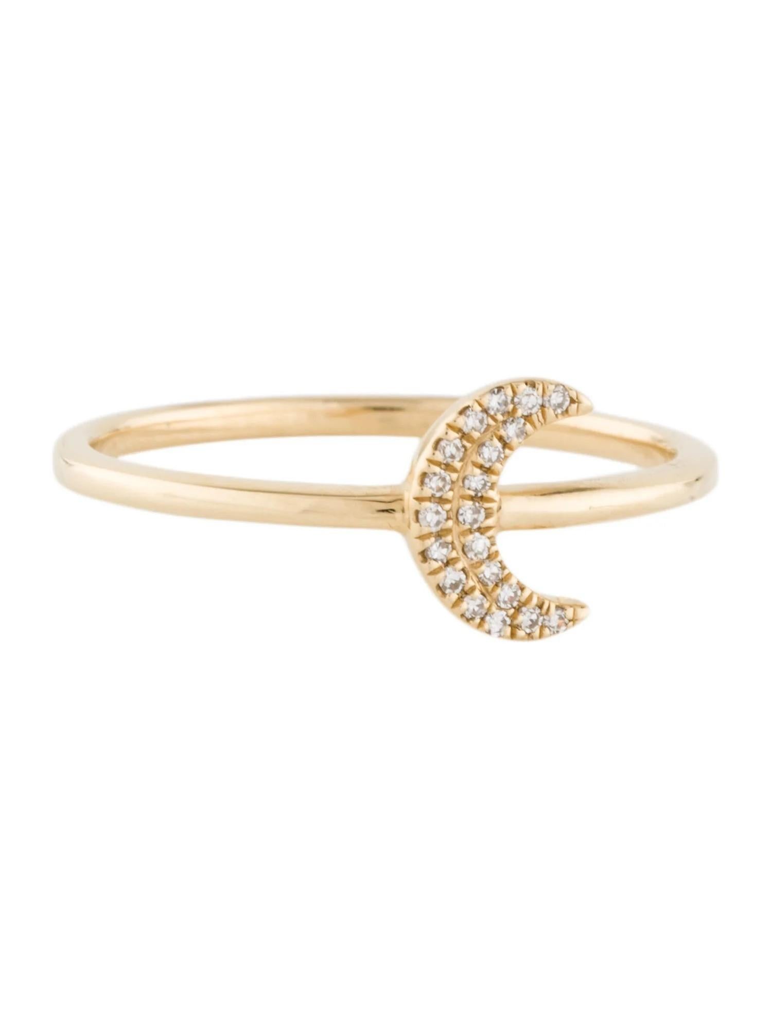 Round Cut 0.05 Carat Diamond Moon Cluster Yellow Gold Fashion Ring For Sale