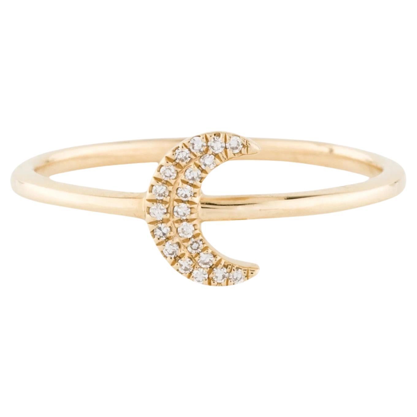 0.05 Carat Diamond Moon Cluster Yellow Gold Fashion Ring For Sale