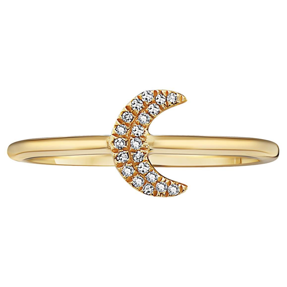 0.05 Carat Diamond Moon Cluster Yellow Gold Fashion Ring