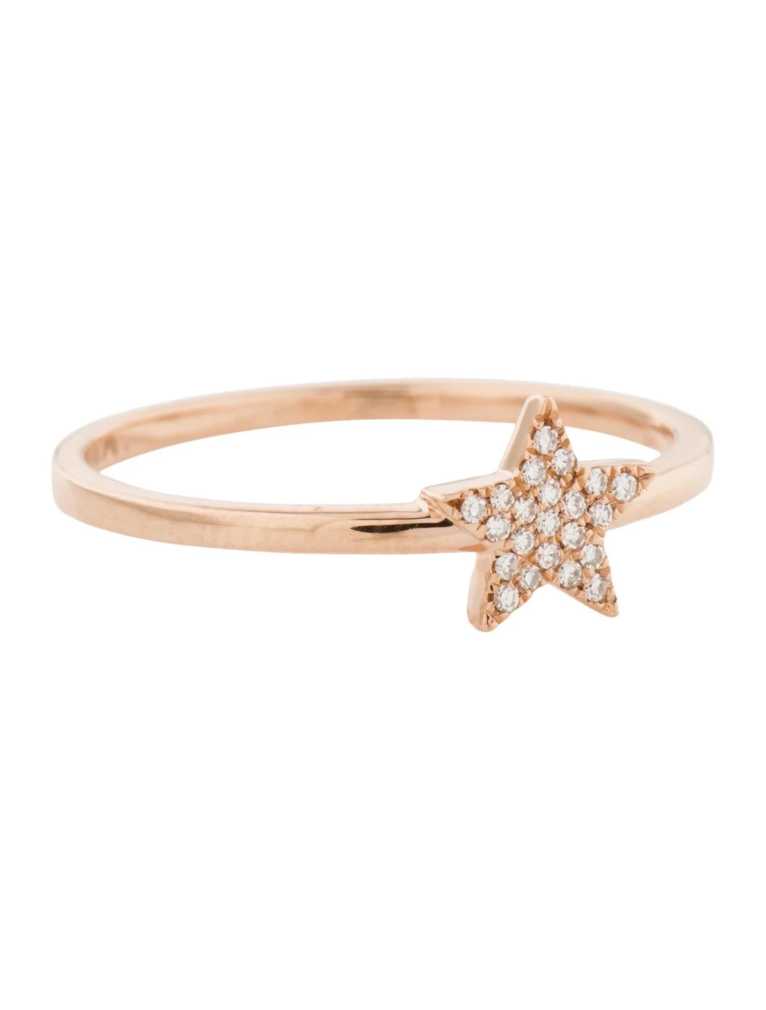 Round Cut 0.05 Carat Diamond Star Cluster Rose Gold Fashion Ring For Sale