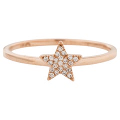 Bague à la mode en or rose avec étoile en grappe de diamants de 0,05 carat