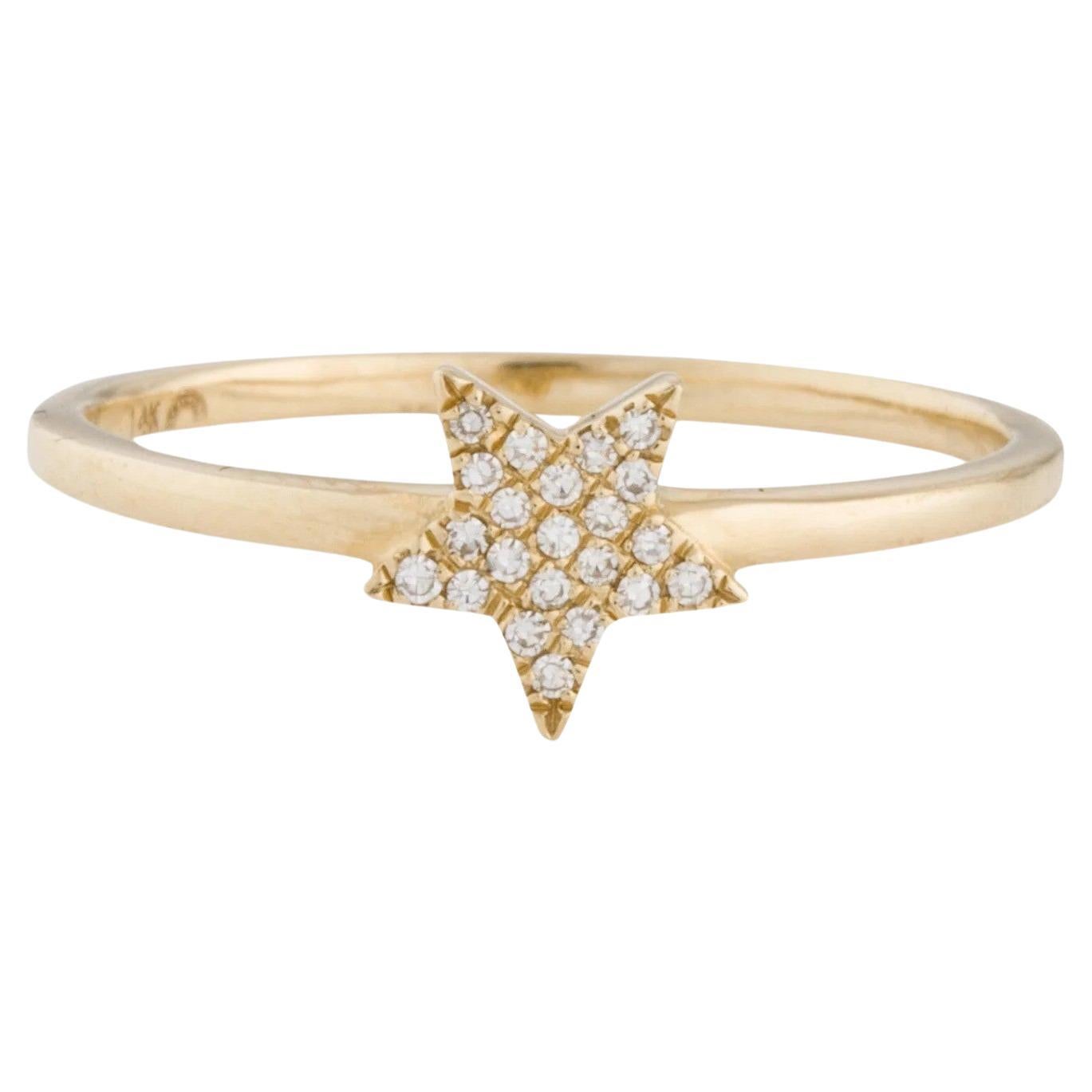 0,05 Karat Diamant Stern-Cluster-Mode-Ring aus Gelbgold