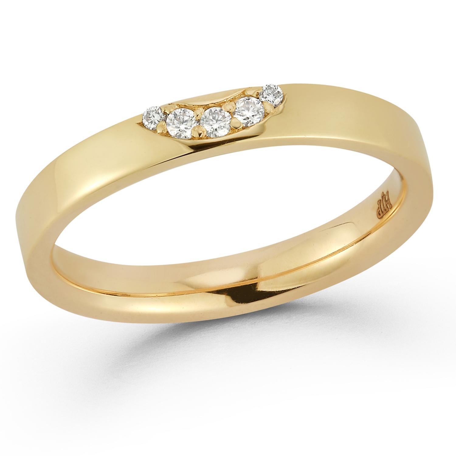 Im Angebot: 0,05 Karat Diamanten 14k Gelbgold Komfort-Hochzeitsring () 2