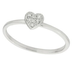 0.05 Carat Natural Diamond Heart Ring Band GSI 14K White Gold