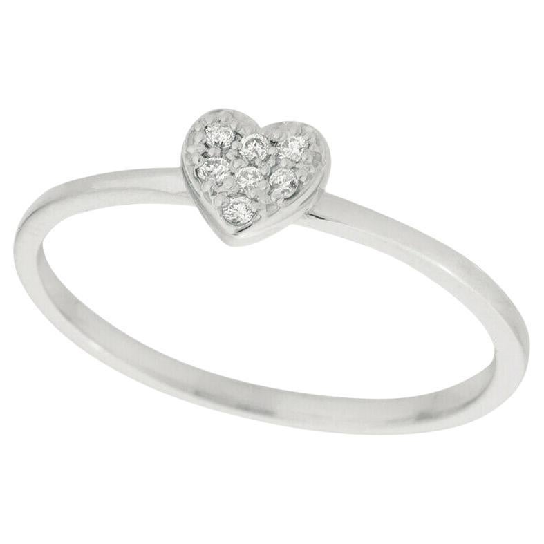 For Sale:  0.05 Carat Natural Diamond Heart Ring Band GSI 14K White Gold