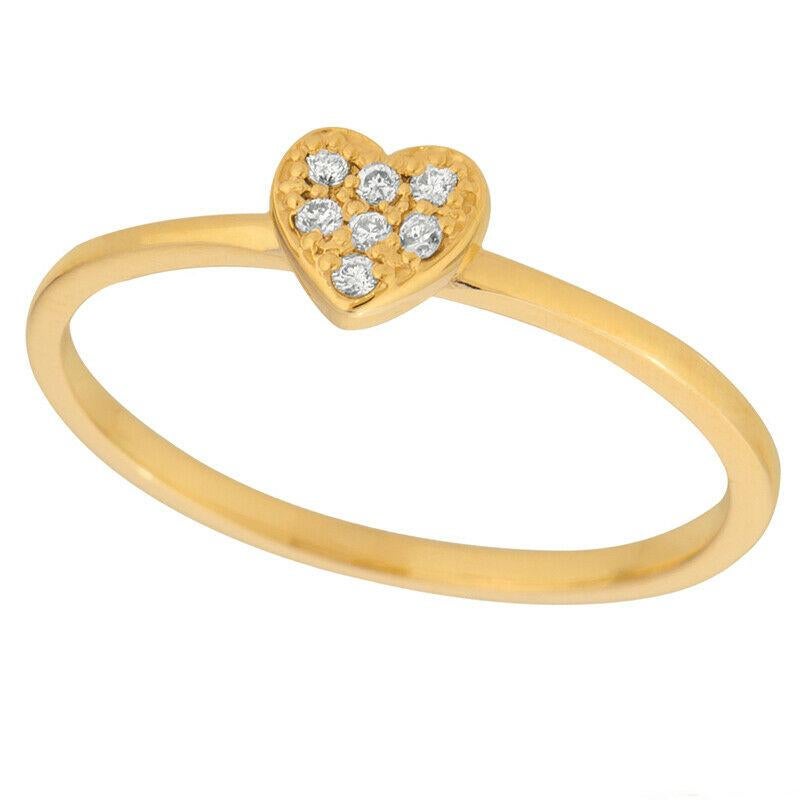 For Sale:  0.05 Carat Natural Diamond Heart Ring Band G SI 14k Yellow Gold 3