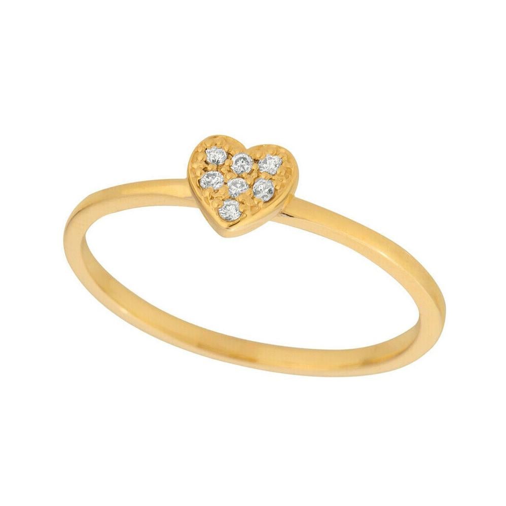 0.05 Carat Natural Diamond Heart Ring Band G SI 14k Yellow Gold
