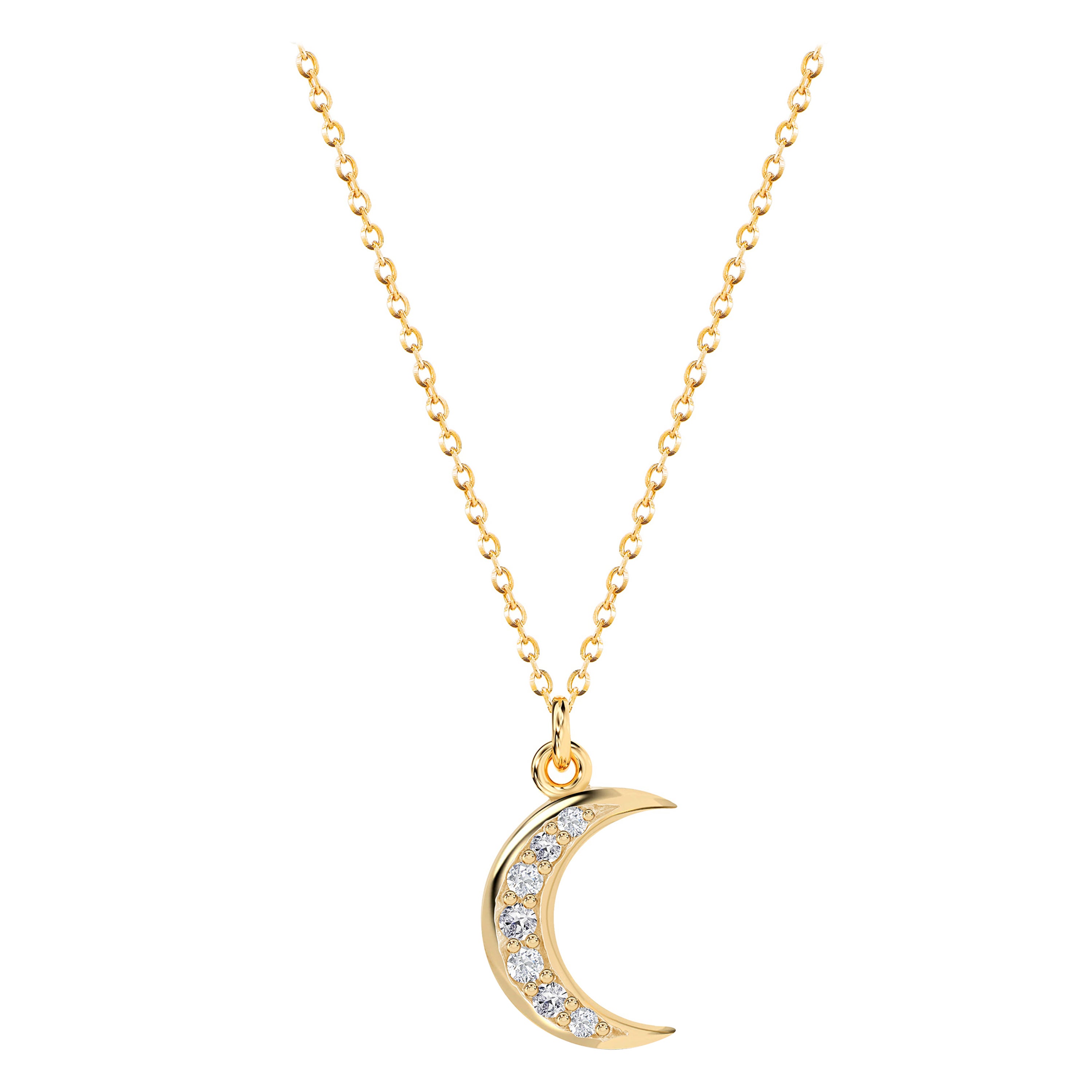 Collier à croissant de lune avec diamants 0,05 Ct en or 14K