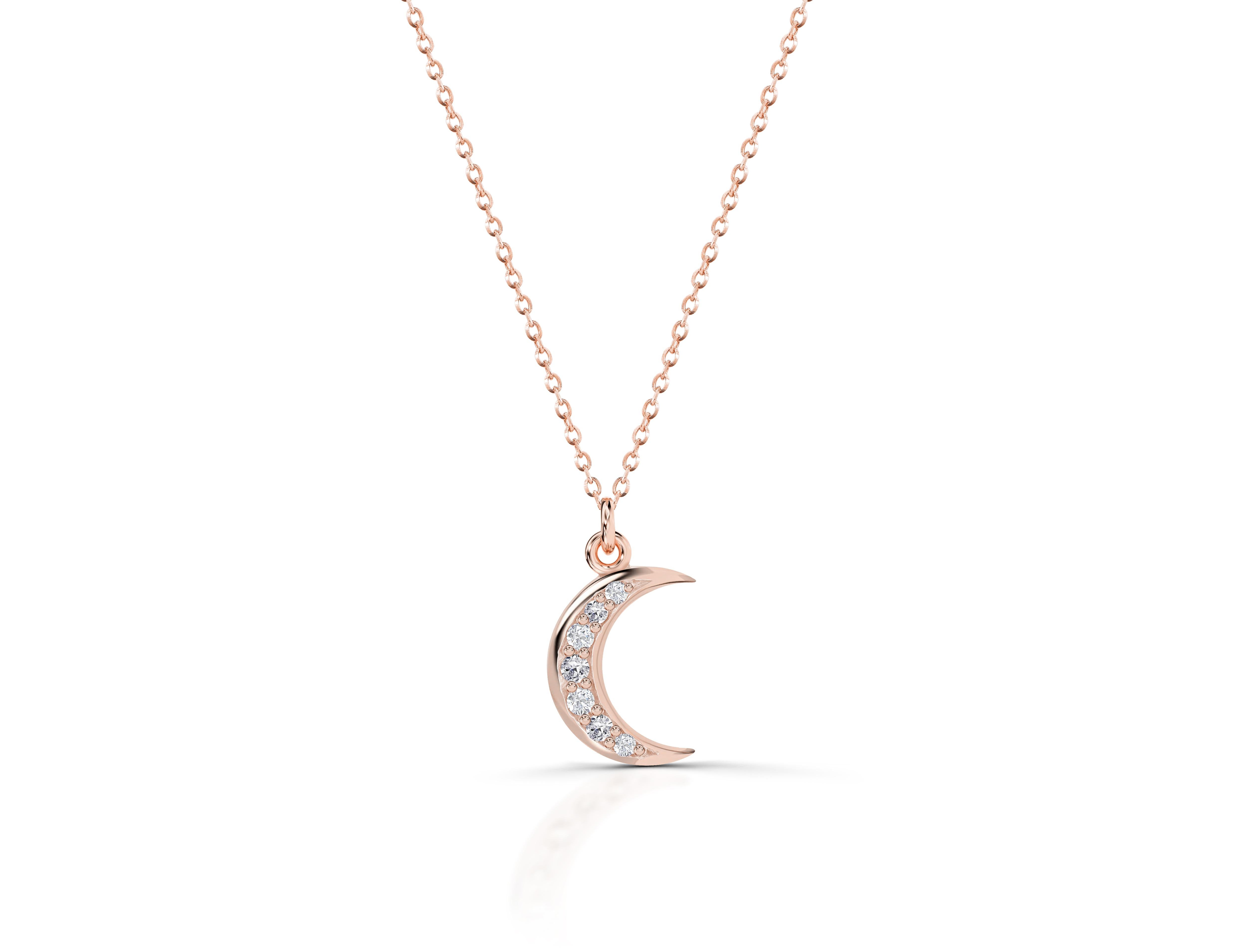 Celestial Diamond Moon Necklace – Victoriesque Designs Barbados