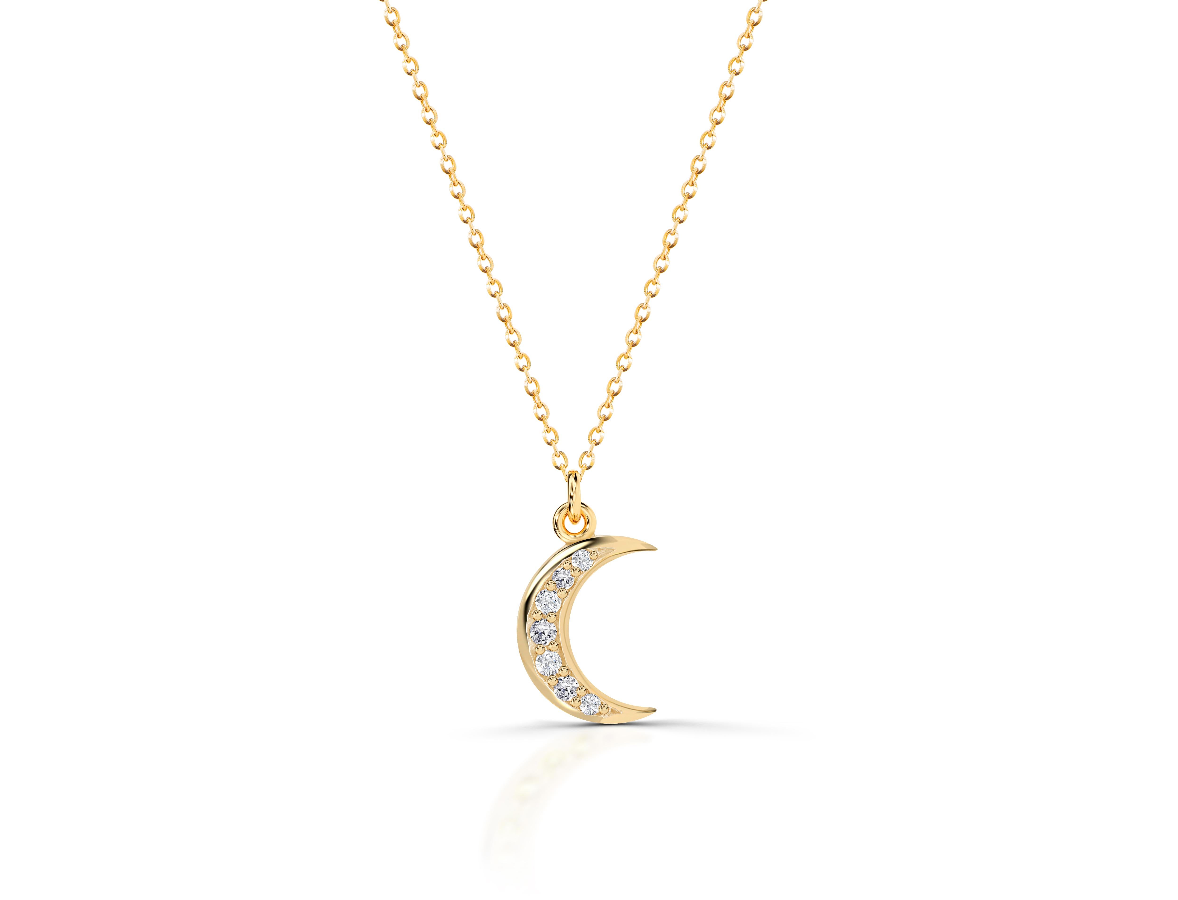 diamond crescent moon pendant