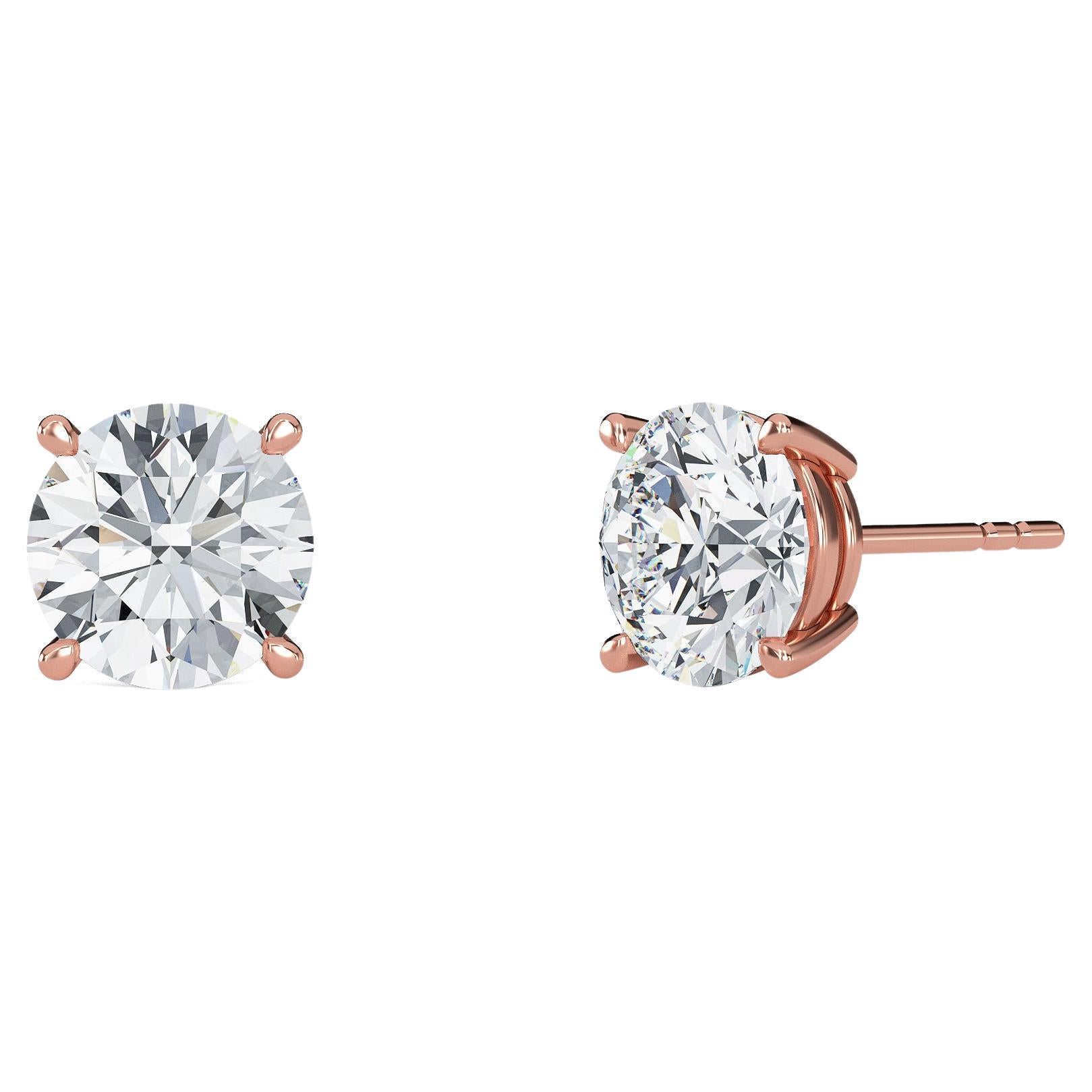 0.05 Carat Tw Natural Diamond 14k Gold Four Prong Stud Earring For Sale