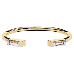 0.05 CTW Baguette Diamond Open Gap Ring in 14K Gold, SI+ Natural Diamonds