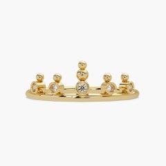 0.05 CTW Crown Diamond Ring in 14K Gold, VS-SI Bezel Set Tiara Band