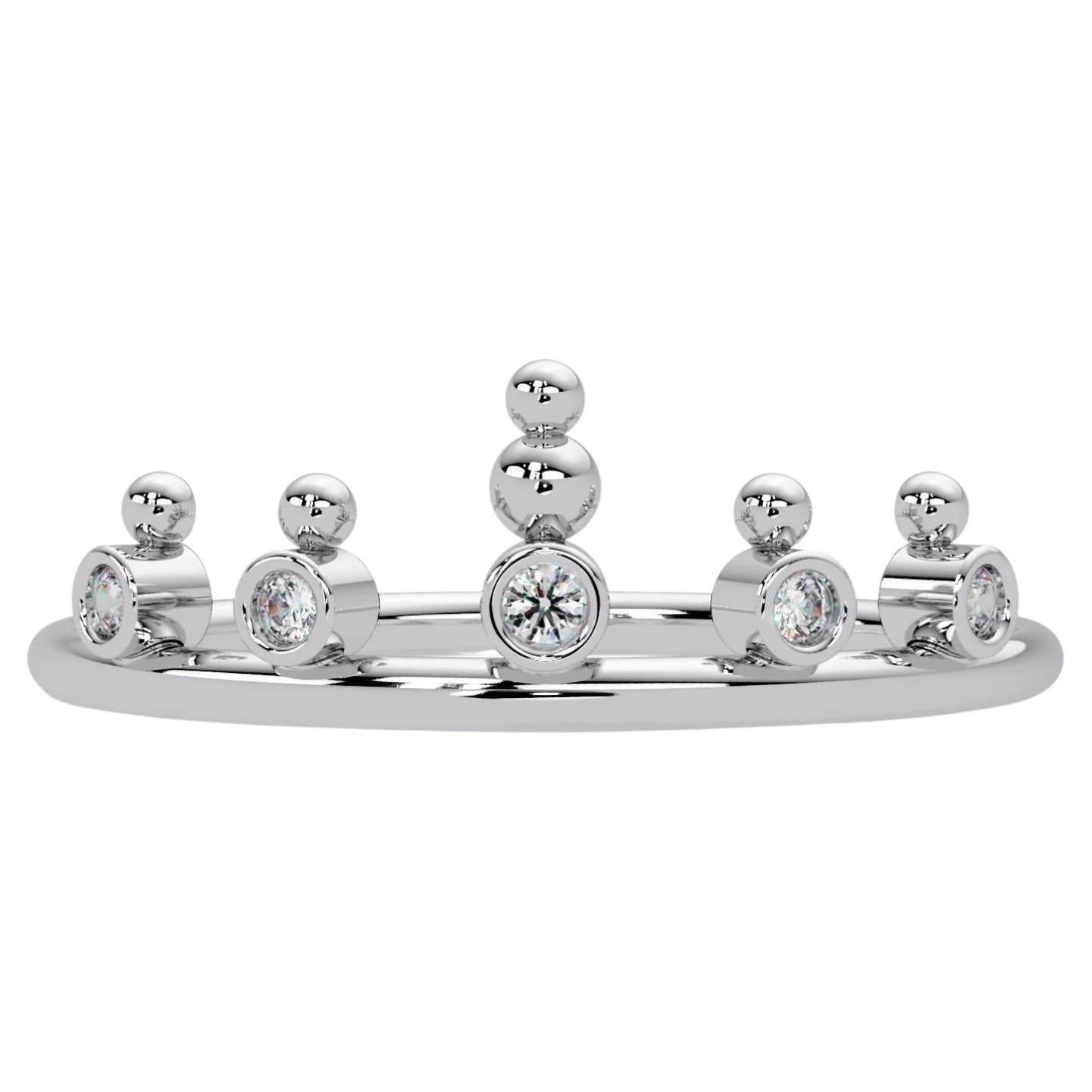 0,05-Karat-Kronendiamantring aus 14-karätigem Gold, VS-SI, in Zargenfassung auf einem Tiara-Band