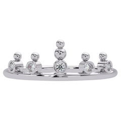 0.05 CTW Crown Diamond Ring in 14K Gold, VS-SI Bezel Set Tiara Band