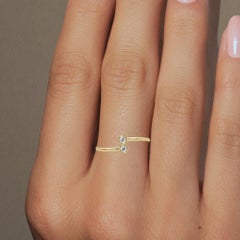 0.05 CTW Diamond Bypass Ring in 14K Gold, SI1+ Minimalist Open Band