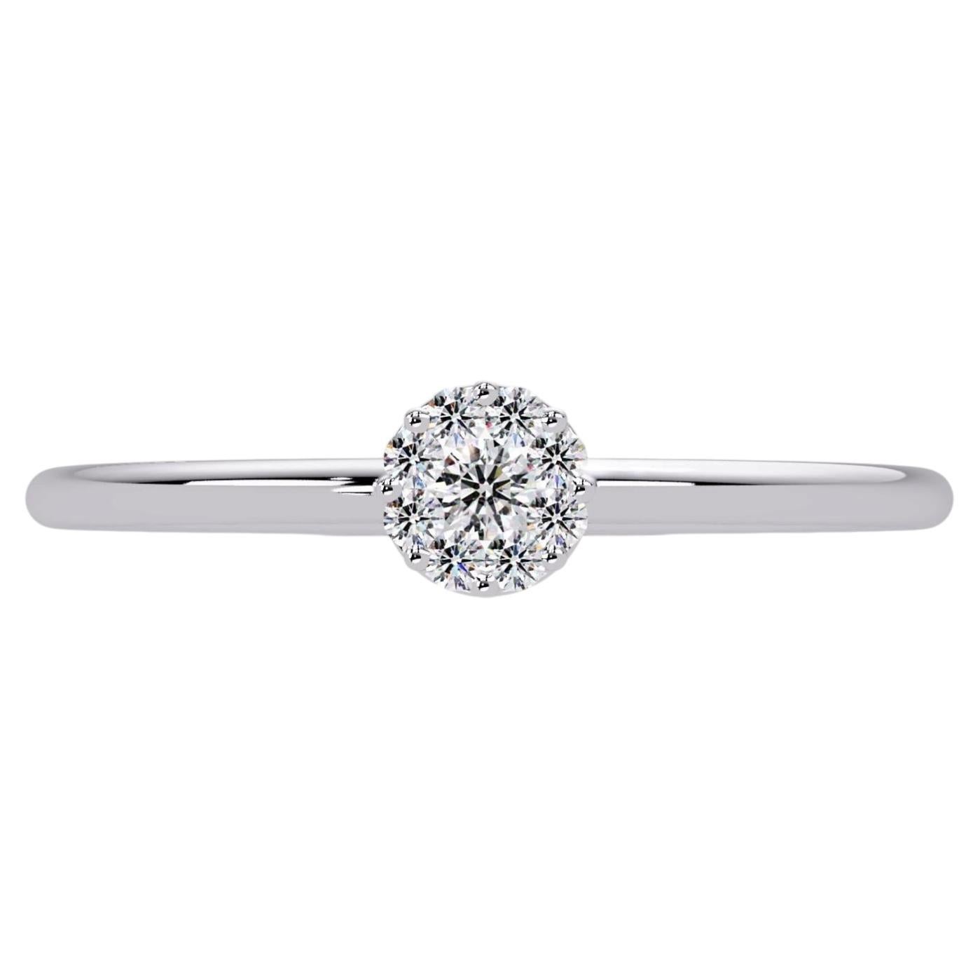 Bague de promesse en or 14K avec diamant en grappe de 0.05 CTW, SI1+ Dainty Solitaire Style en vente