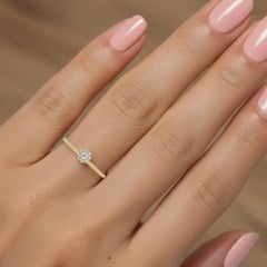 0.05 CTW Diamond Flower Ring in 14K Gold, SI1+ Dainty Cluster Band