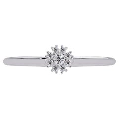 0.05 CTW Diamond Flower Ring in 14K Gold, SI1+ Dainty Cluster Band