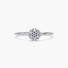 Anello con diamante a fiore da 0,05 CTW in oro 14K, SI1+, fascia a grappolo