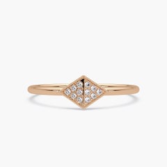 0.05 CTW Geometric Diamond Ring in 14K Solid Gold, SI1+ Dainty Pavé Band