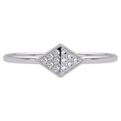 0.05 CTW Geometric Diamond Ring in 14K Solid Gold, SI1+ Dainty Pavé Band