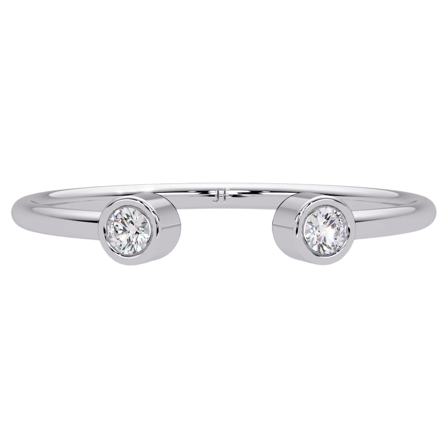 0.05 CTW Open Cuff Diamond Ring in 14K Gold, SI1+ Bezel Set Band