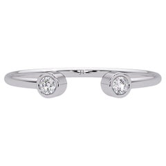 0.05 CTW Open Cuff Diamond Ring en or 14K, SI1+ Bezel Set Band
