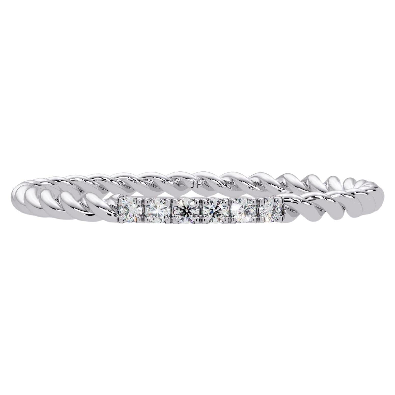 0.05 CTW Twisted Rope Diamond Wedding Band in 14K Gold, SI1+ Diamonds