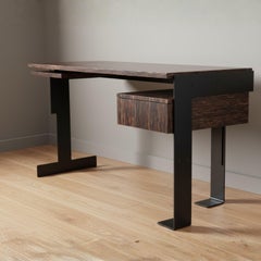 '005' Palm Wood and Metal Desk in the Manner of Pierre Chareau