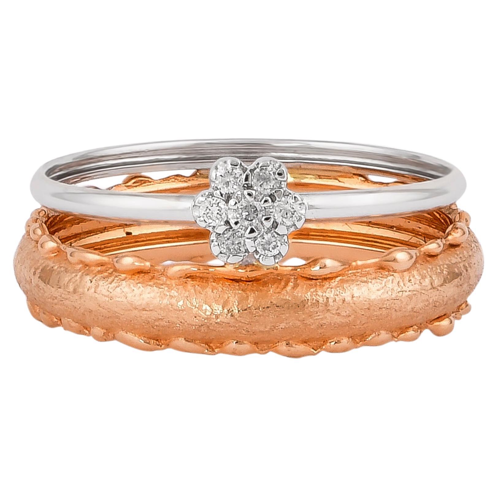 0.056 Carat Diamond Ring in 18 Karat White & Rose Gold For Sale