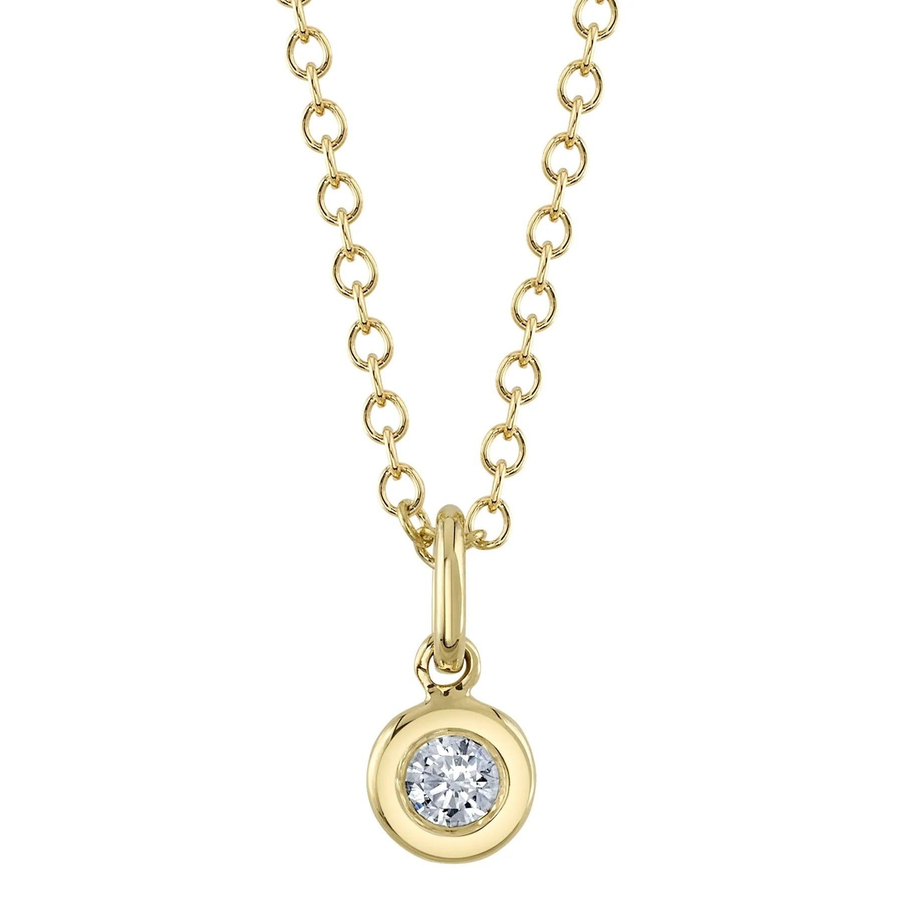 0.05ct Round Brilliant Cut Diamond Bezel Set Necklace