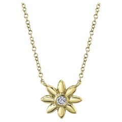 0.05ct Round Brilliant Cut Diamond Flower Necklace